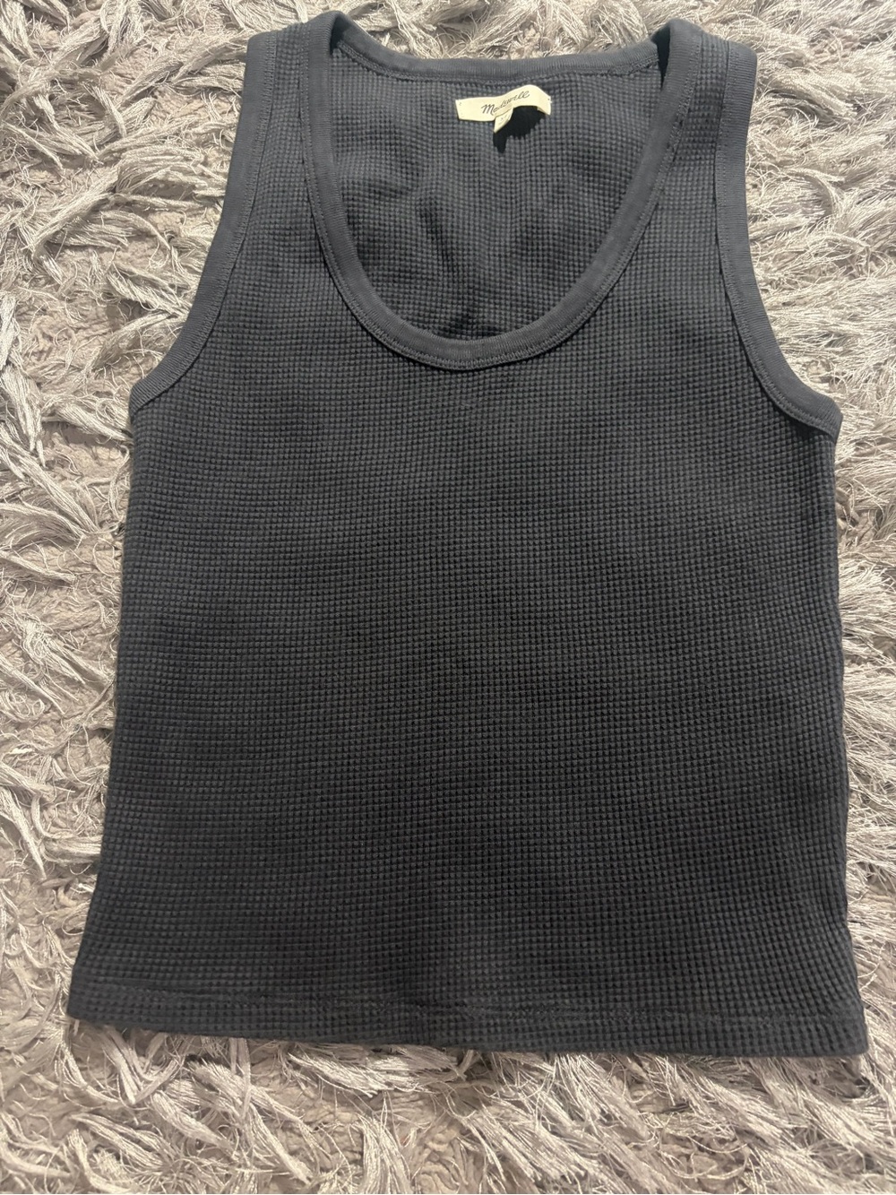 Madewell Black Waffle-Knit Tank Top